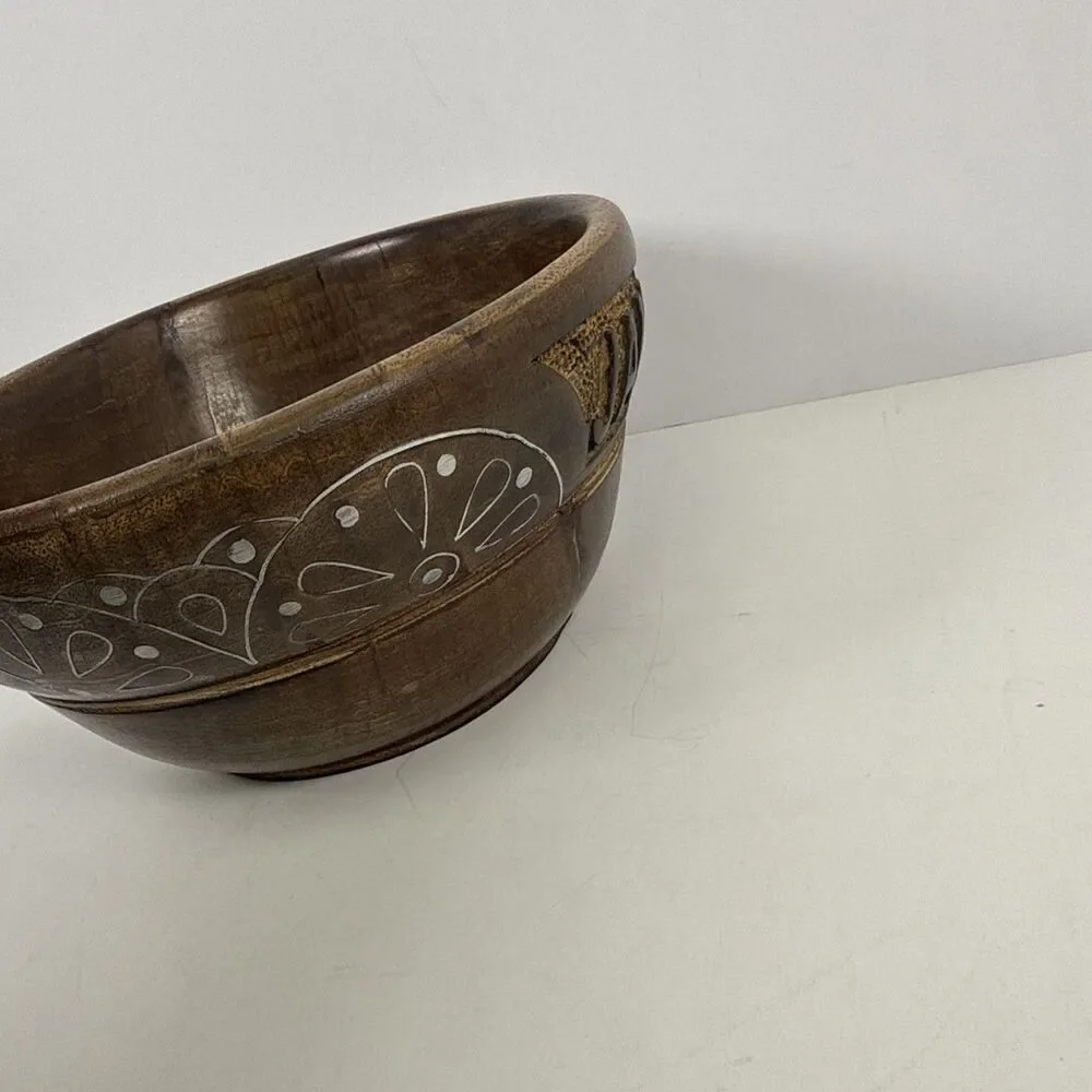 7.5” Folk Art Hand Carved Wooden Bowl - Jamaica 🇯🇲